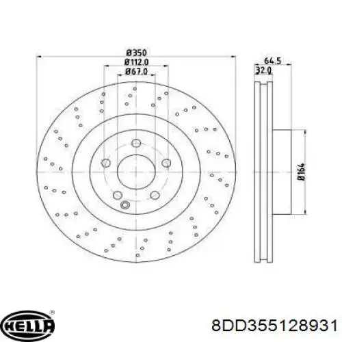 Передние тормозные диски 8DD355128931 HELLA