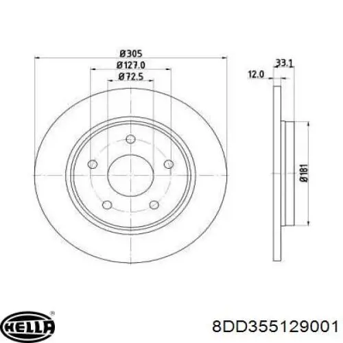 Тормозные диски 8DD355129001 HELLA