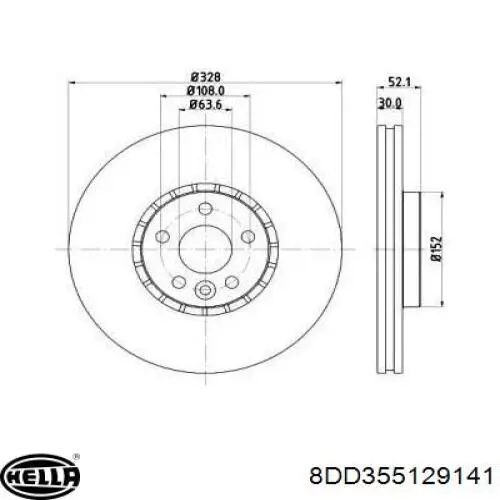 Передние тормозные диски 8DD355129141 HELLA