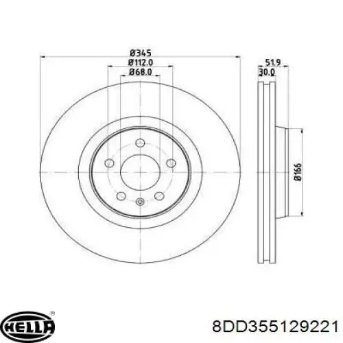 Передние тормозные диски 8DD355129221 HELLA