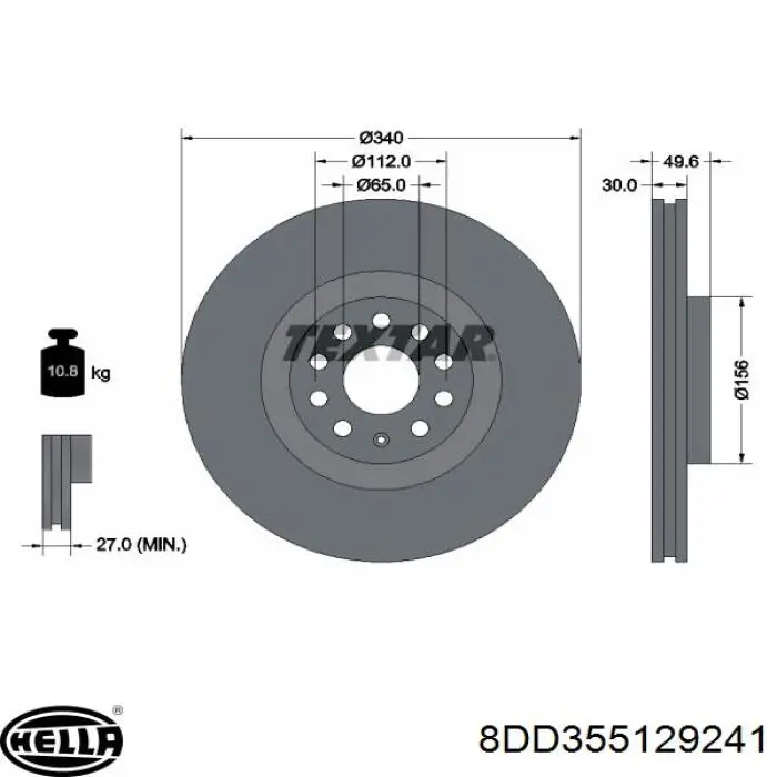 Передний тормозной диск HELLA 8DD355129241