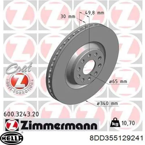 8DD355129241 HELLA Диск тормозной передний