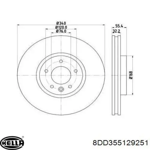 Передние тормозные диски 8DD355129251 HELLA