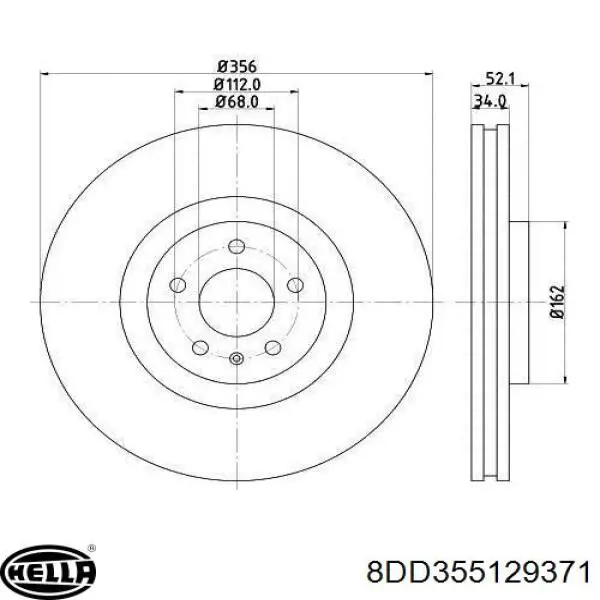 Передние тормозные диски 8DD355129371 HELLA