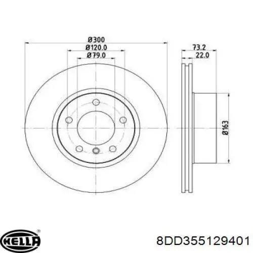 Передние тормозные диски 8DD355129401 HELLA