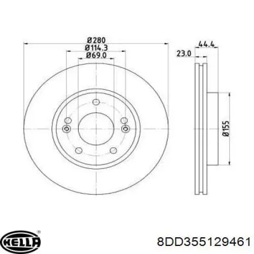 Передние тормозные диски 8DD355129461 HELLA