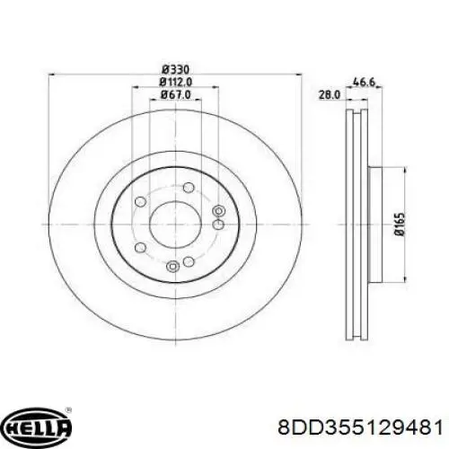 B130455 Denckermann Диск тормозной передний