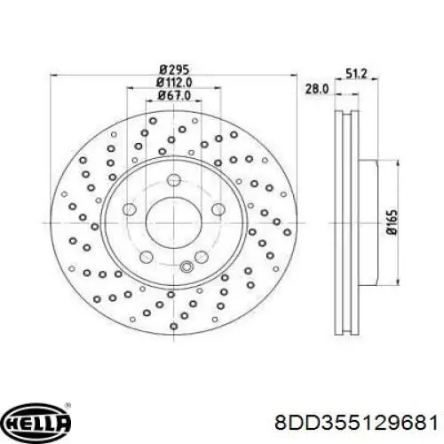 Передние тормозные диски 8DD355129681 HELLA