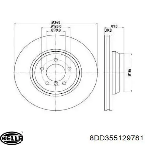 Передние тормозные диски 8DD355129781 HELLA