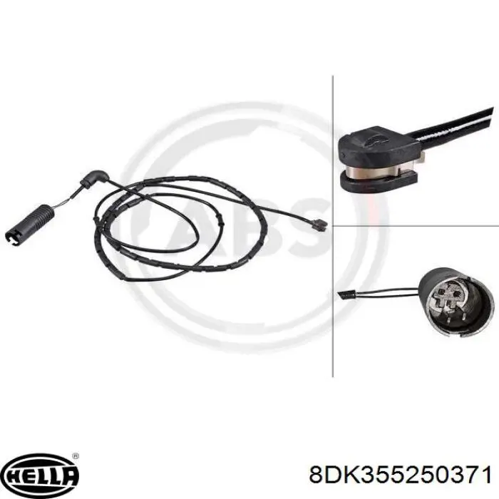 Купить 8DK355250371 HELLA Датчик износа тормозных колодок задний