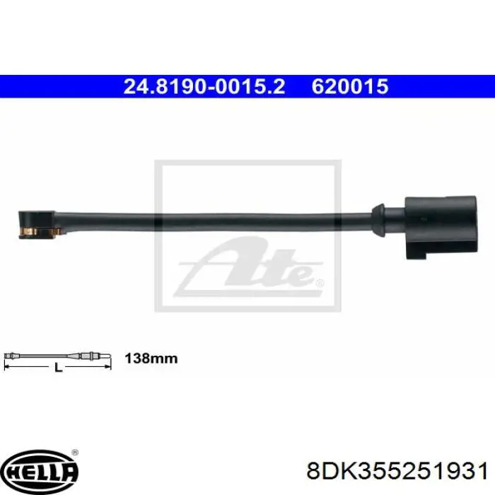 Датчик износа тормозных колодок задний 8DK355251931 HELLA