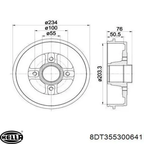 Тормозной барабан 8DT355300641 HELLA