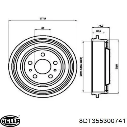 Тормозной барабан 8DT355300741 HELLA