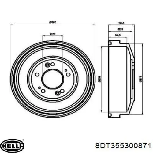 Тормозной барабан 8DT355300871 HELLA