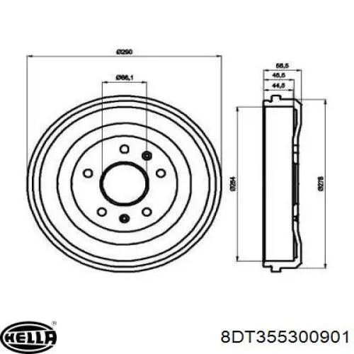 Тормозной барабан 8DT355300901 HELLA