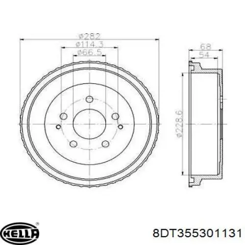 Тормозной барабан 8DT355301131 HELLA