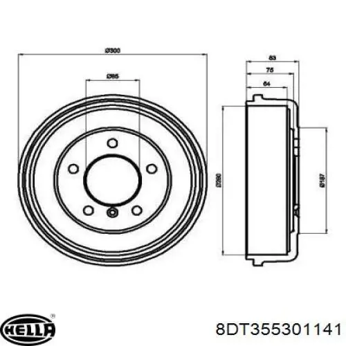 Тормозной барабан 8DT355301141 HELLA