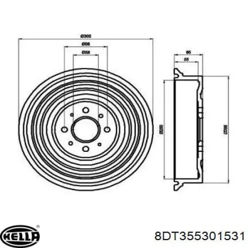 Тормозной барабан 8DT355301531 HELLA