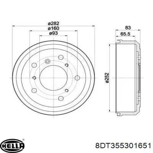 Тормозной барабан 8DT355301651 HELLA