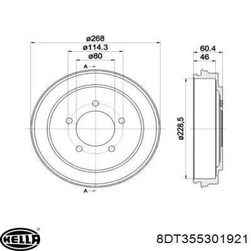 Тормозной барабан 8DT355301921 HELLA