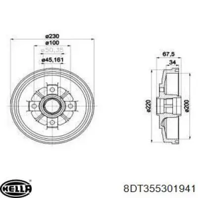 Тормозной барабан 8DT355301941 HELLA