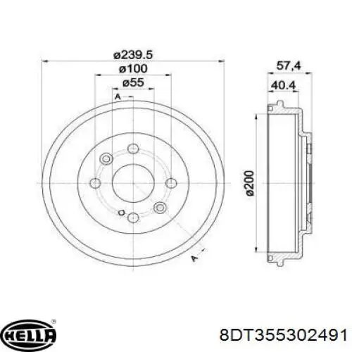 Тормозной барабан 8DT355302491 HELLA