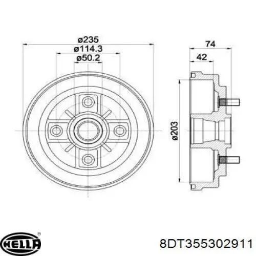 8DT355302911 HELLA tambor do freio traseiro