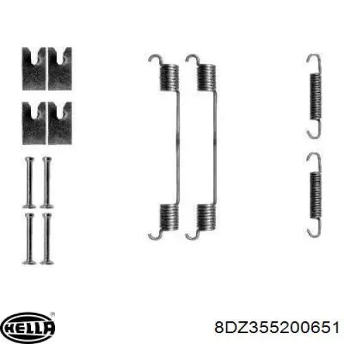 Монтажный комплект задних барабанных колодок 8DZ355200651 HELLA