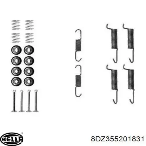 Монтажный комплект задних барабанных колодок 8DZ355201831 HELLA