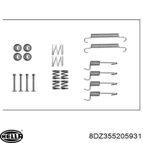 Монтажный комплект задних барабанных колодок 8DZ355205931 HELLA