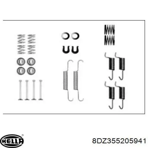 Монтажный комплект задних барабанных колодок 8DZ355205941 HELLA