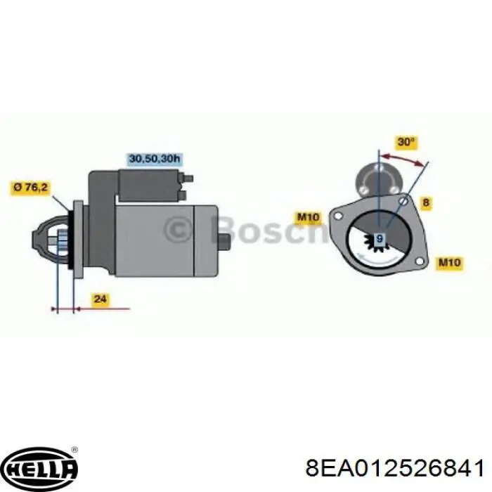 Купить 8EA012526841 HELLA Стартер