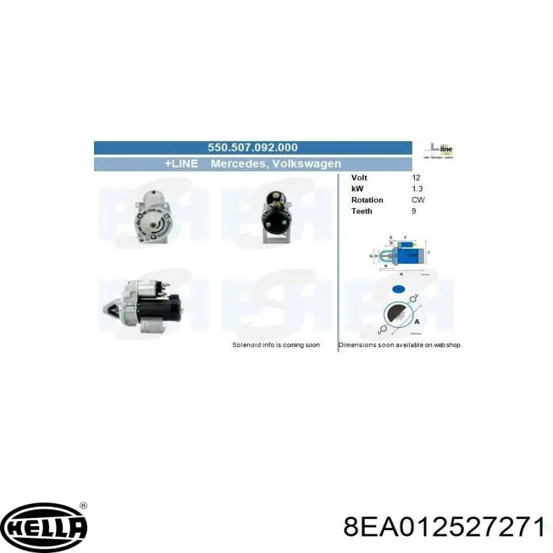 Стартер 8EA012527271 HELLA