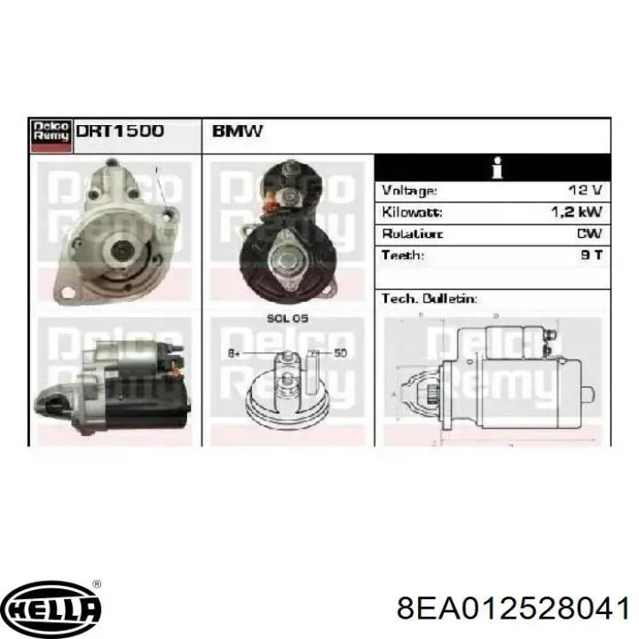 Стартер HELLA 8EA012528041 цена, от 63.35 USD