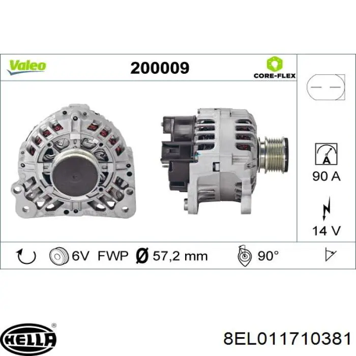 Генератор 8EL011710381 HELLA