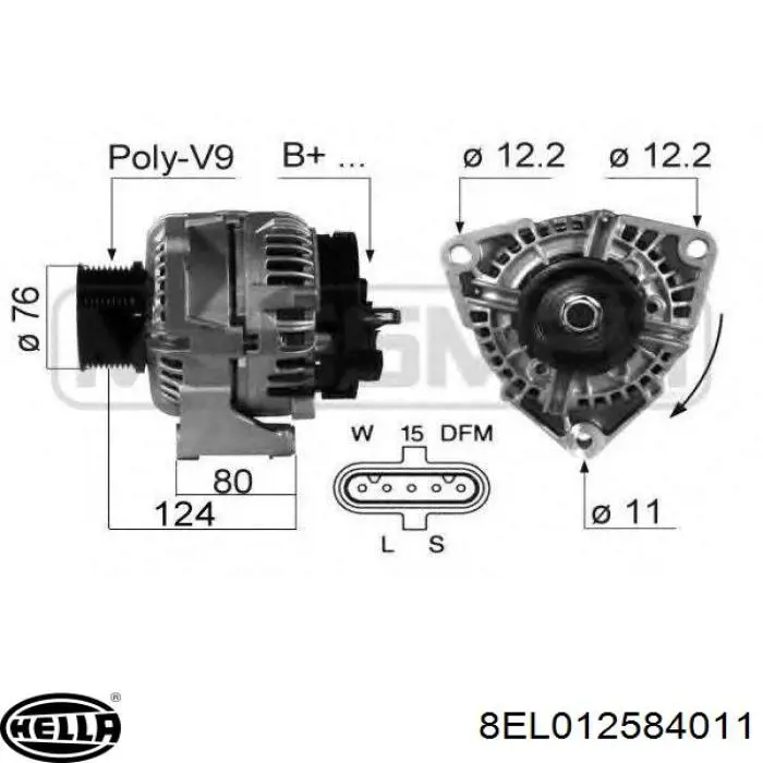 Генератор 8EL012584011 HELLA