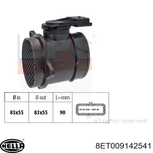 Датчик массового расхода воздуха HELLA 8ET009142541 цена, от 90.97 USD