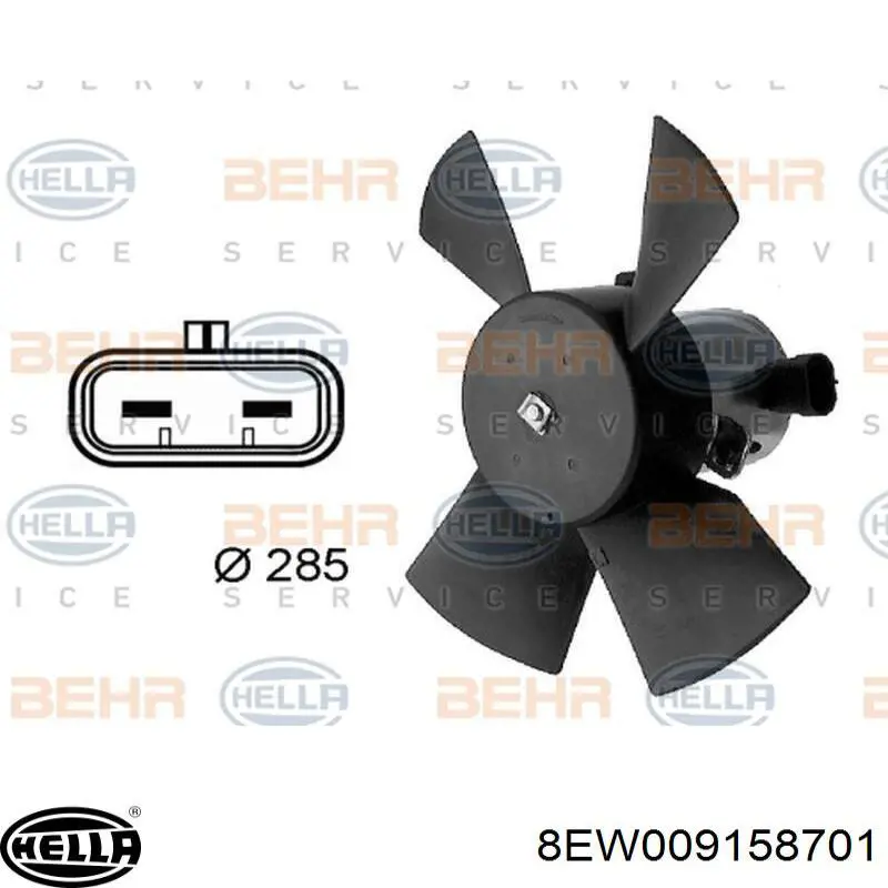 Ventilador (rodete +motor) refrigeración del motor con electromotor completo 8EW009158701 HELLA