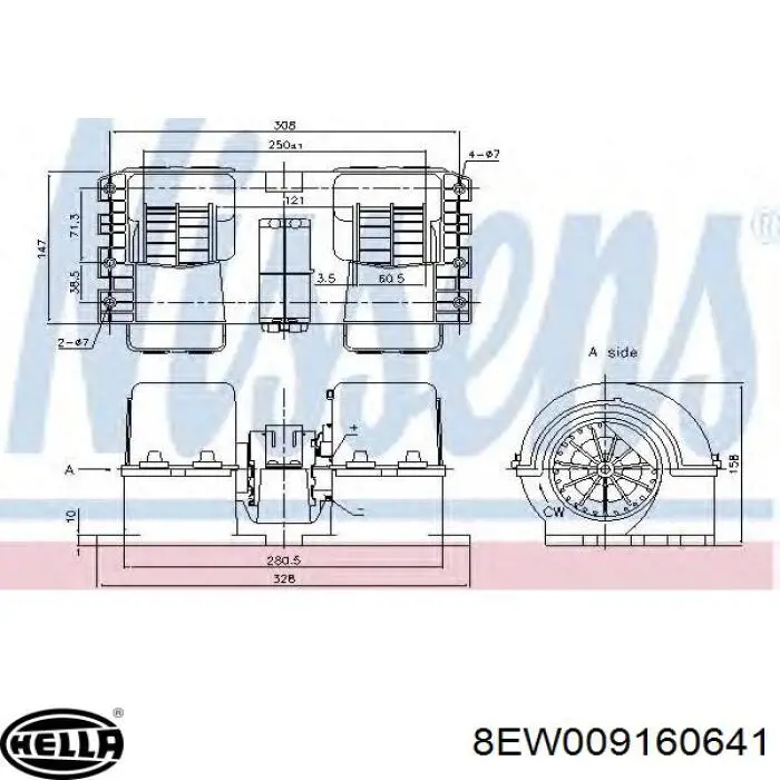 Моторчик печки HELLA 8EW009160641