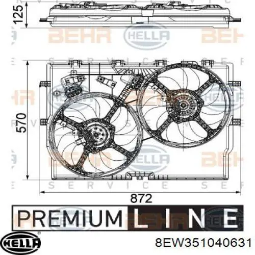 Электровентилятор охлаждения 8EW351040631 HELLA