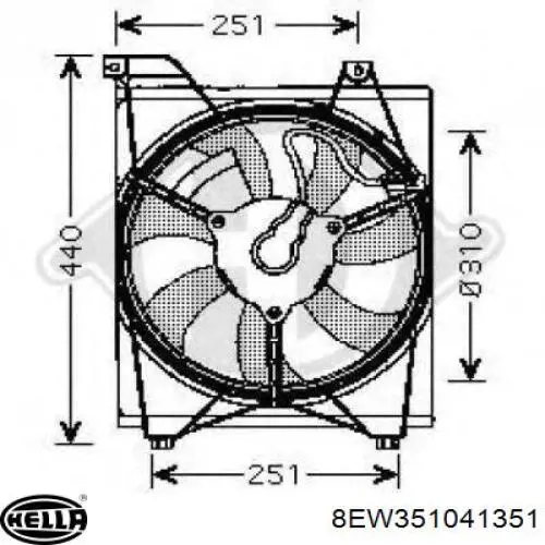 Difusor de radiador, ventilador de refrigeración, condensador del aire acondicionado, completo con motor y rodete 8EW351041351 HELLA
