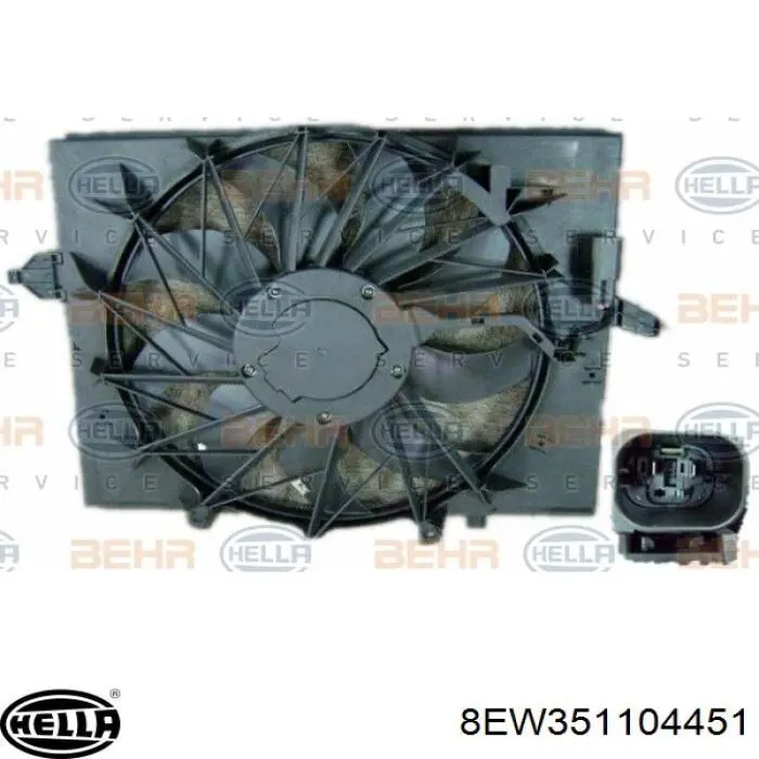 8EW351104451 HELLA диффузор радиатора охлаждения, в сборе с мотором и крыльчаткой