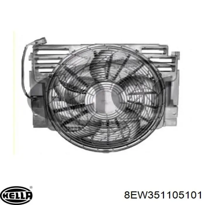 8EW351105101 HELLA диффузор радиатора кондиционера, в сборе с крыльчаткой и мотором