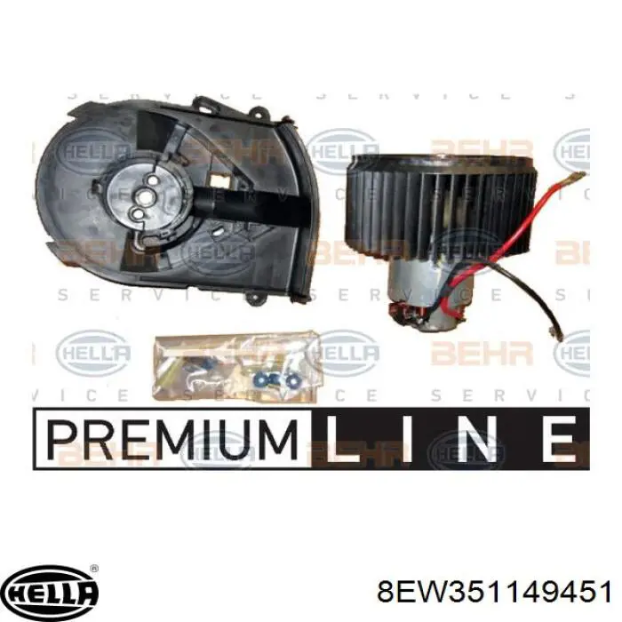 Motor eléctrico, ventilador habitáculo 8EW351149451 HELLA