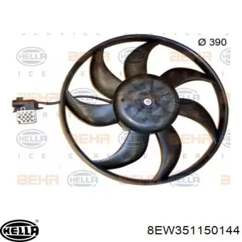 8EW351150144 HELLA ventilador elétrico de esfriamento montado (motor + roda de aletas)