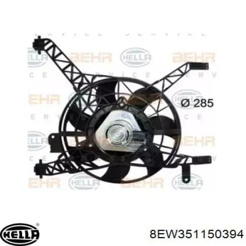 Ventilador (rodete +motor) refrigeración del motor con electromotor completo 8EW351150394 HELLA