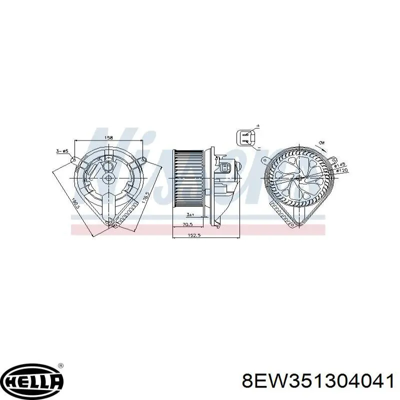 Мотор вентилятора печки (отопителя салона) HELLA 8EW351304041