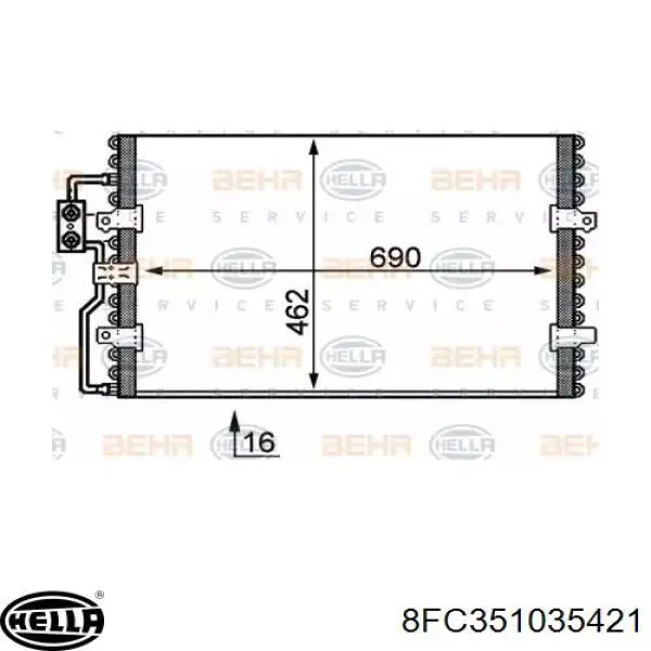 Радиатор кондиционера 8FC351035421 HELLA