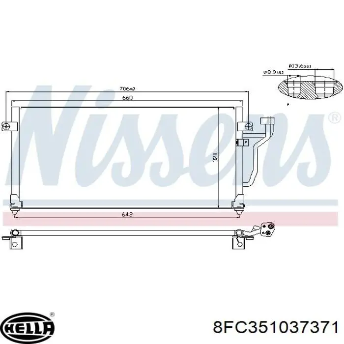 Радиатор кондиционера 8FC351037371 HELLA