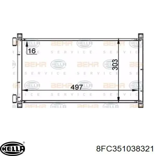 Радиатор кондиционера 8FC351038321 HELLA